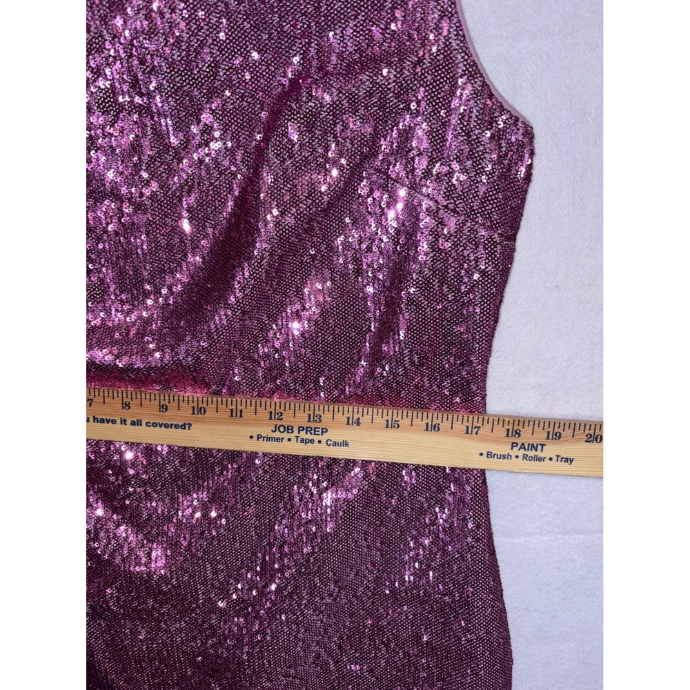 Likely Sequin Toscano mini dress One Shoulder Cutout Strap prom Barbiecore Sz 14 - Picture 9 of 11